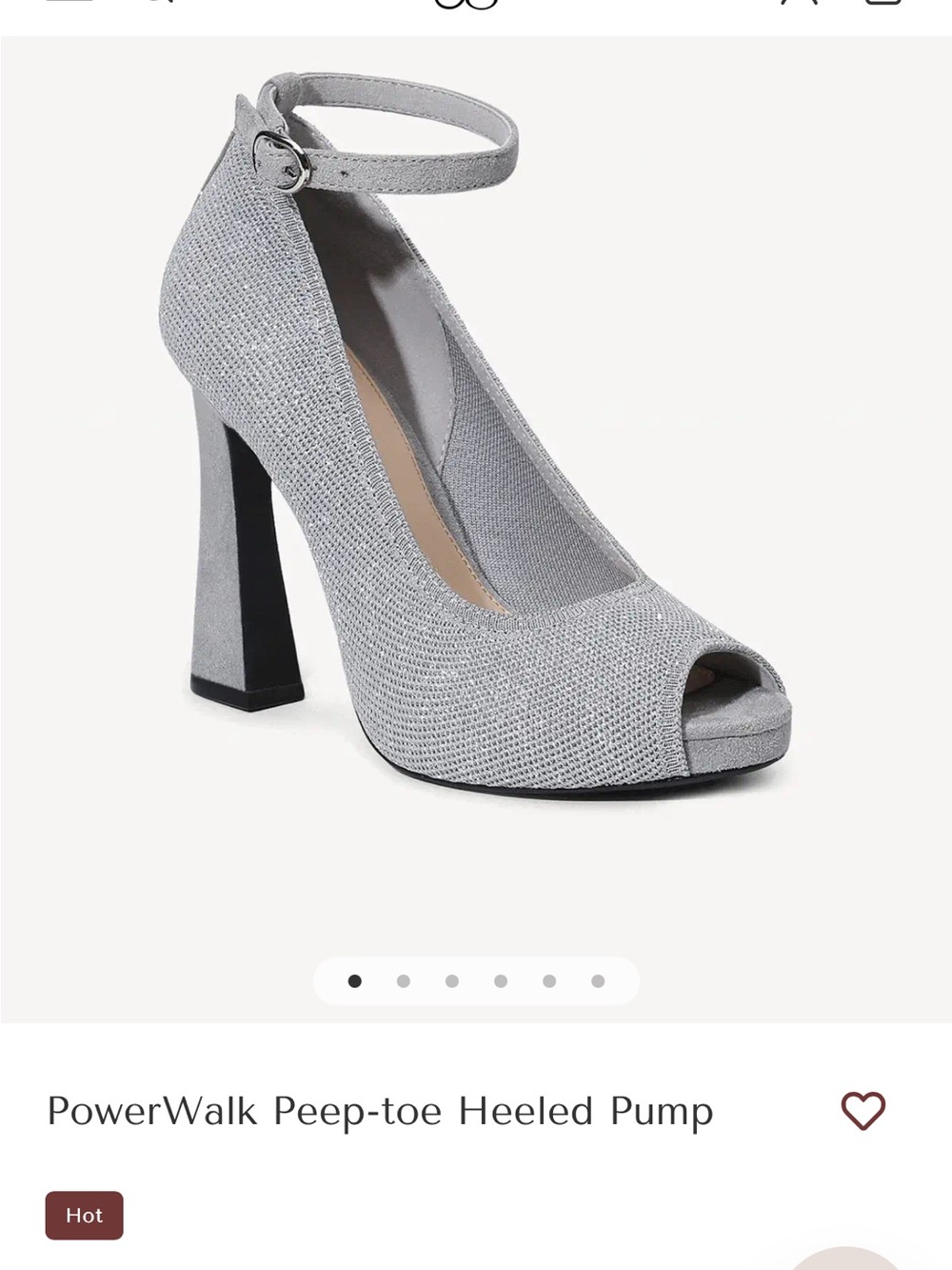 Cosy Island PowerWalk Peep-toed Heels with detachable strap - Silver